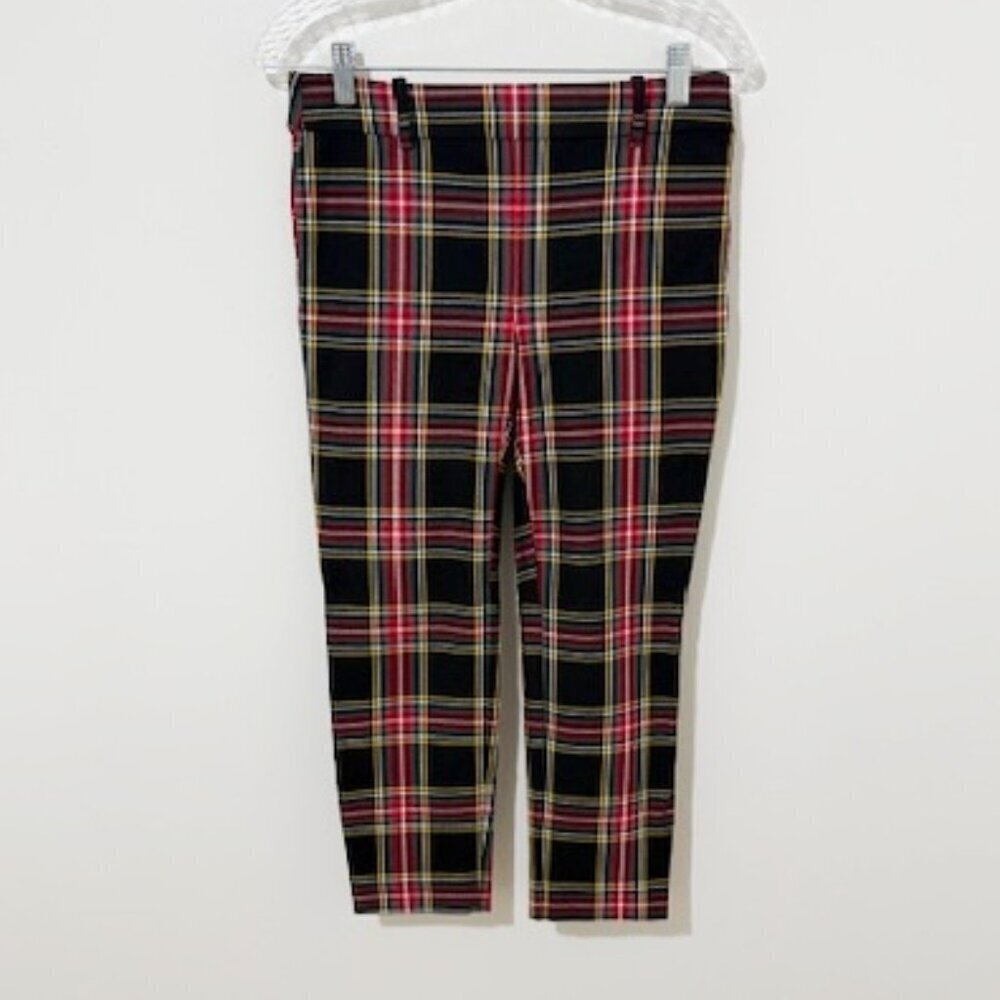 J. Crew Winnie Pants Classic Black Stewart Tartan Plaid Holiday Women's Size 4P